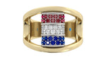 Load image into Gallery viewer, Two-Tone Barrel Ring with Ruby, Diamond & Sapphire