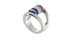 Load image into Gallery viewer, Barrel Ruby, diamond, sapphire ring