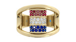 Load image into Gallery viewer, Barrel Ruby, diamond, sapphire ring