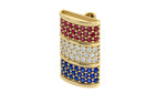 Load image into Gallery viewer, Elegant Barrel Hat Pin in Ruby, Diamond, and Sapphire Pavé