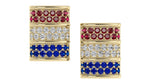 Load image into Gallery viewer, Barrel Stud Earrings – Ruby, Diamond, Sapphire