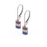 Load image into Gallery viewer, Mini Ruby, Diamond & Sapphire Barrel Dangle Earrings
