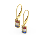 Load image into Gallery viewer, Mini Ruby, Diamond & Sapphire Barrel Dangle Earrings