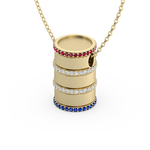 Load image into Gallery viewer, Barrel Ruby, Diamond & Sapphire Accent Slide Pendant