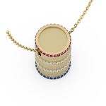 Load image into Gallery viewer, Barrel Ruby, Diamond & Sapphire Accent Slide Pendant