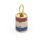 Load image into Gallery viewer, Barrel Charm with Ruby, Diamond & Sapphire Accents