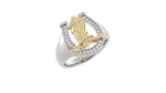 Load image into Gallery viewer, Two-Tone Horseshoe Boot Ring with White Diamonds