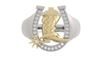 Load image into Gallery viewer, Two-Tone Horseshoe Boot Ring with White Diamonds