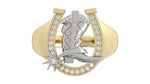 Load image into Gallery viewer, Two-Tone Horseshoe Boot Ring with White Diamonds