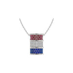 Load image into Gallery viewer, Classic Barrel Slide Pendant with Ruby, Diamond & Sapphire