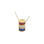Load image into Gallery viewer, Classic Barrel Slide Pendant with Ruby, Diamond & Sapphire