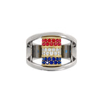 Load image into Gallery viewer, Two-Tone Barrel Ring with Ruby, Diamond & Sapphire