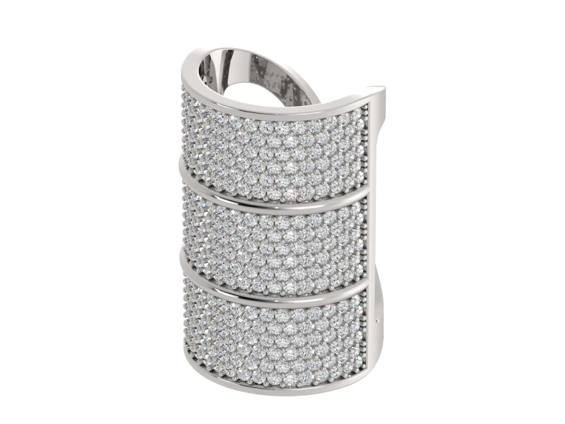 Scarf Barrel Ring with Pave Diamonds