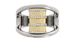 Load image into Gallery viewer, Two Tone Barrel Ring with Diamonds on Ribs and Rim