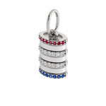 Load image into Gallery viewer, Mini Barrel Charm with Ruby, Diamond &amp; Sapphire on Rims