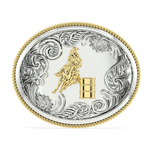 Load image into Gallery viewer, Classic Plain Oval Belt Buckle – Sterling Silver with 14K yellow Gold