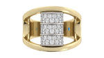 Load image into Gallery viewer, Two Tone Diamond Barrel Ring