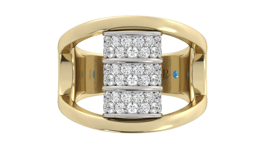 Two Tone Diamond Barrel Ring