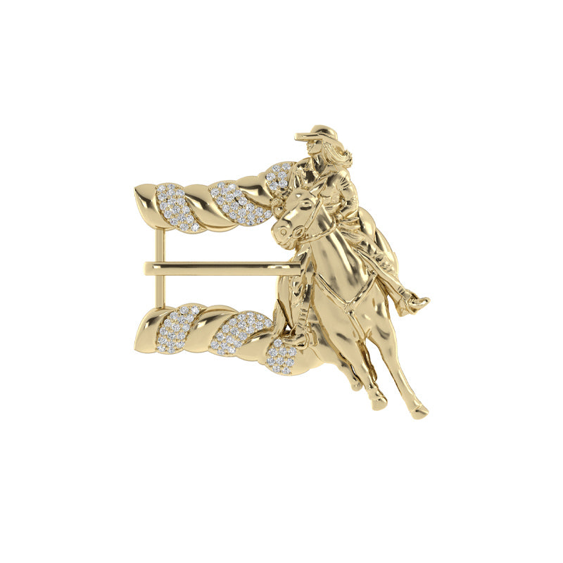 Horse and Rider Hat Buckle with Diamond