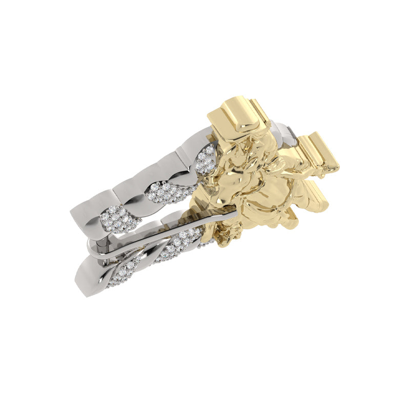Elegant Two-Tone Hat Buckle with Diamond