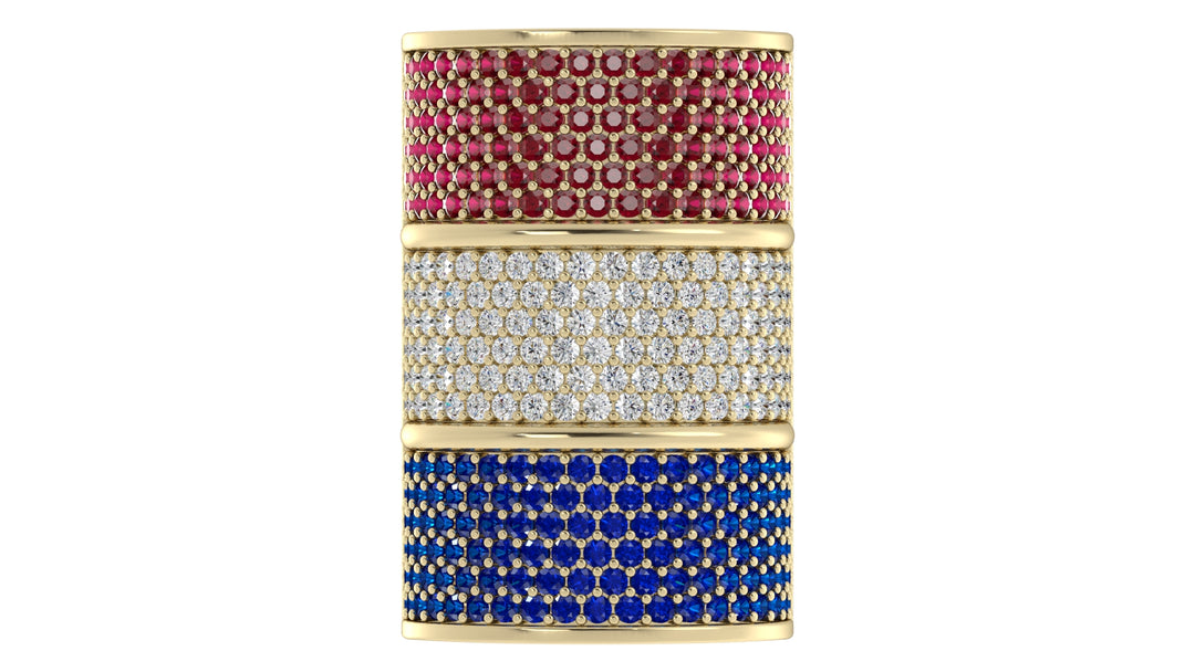 Scarf ring with Ruby, diamond, sapphire