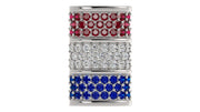 Elegant Barrel Hat Pin in Ruby, Diamond, and Sapphire Pavé