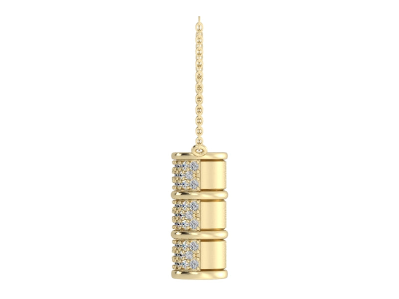 Reversible Diamond Barrel Necklace in Yellow Gold