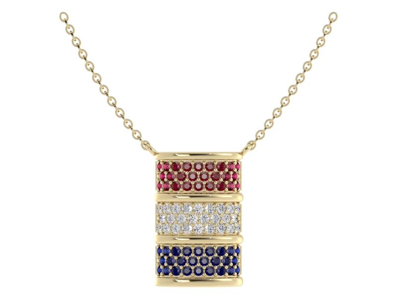 Reversible Gemstone Barrel Necklace – Yellow Gold