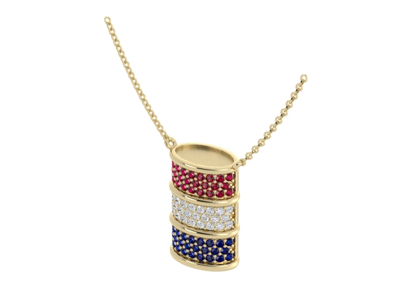 Reversible Gemstone Barrel Necklace – Yellow Gold