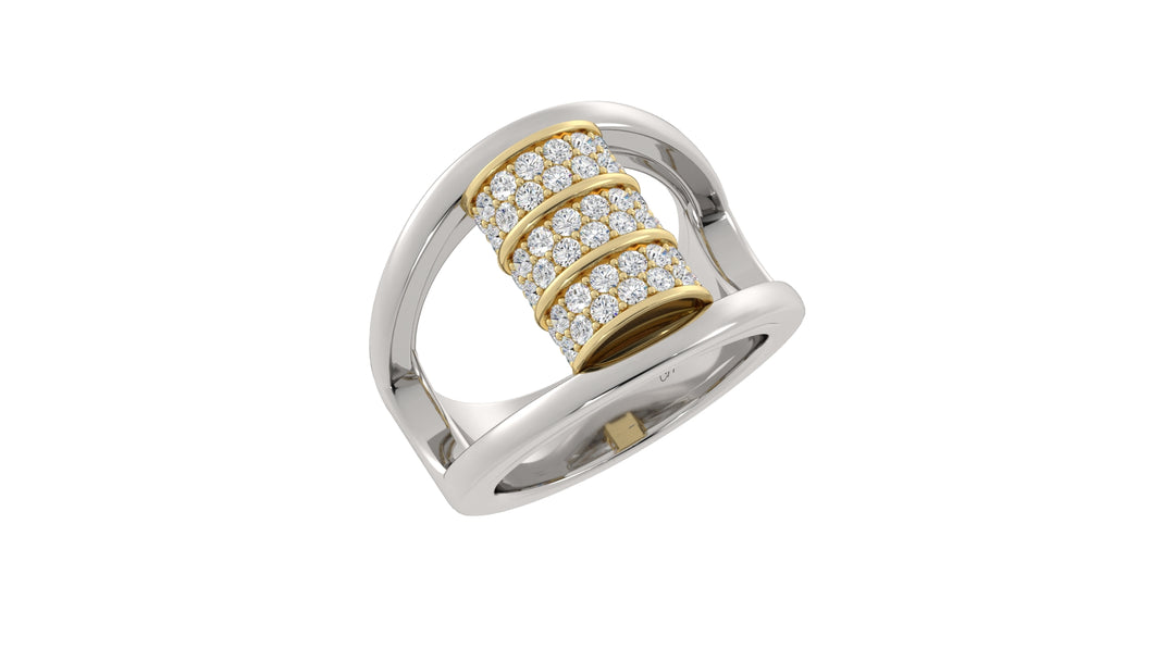 Two Tone Diamond Barrel Ring