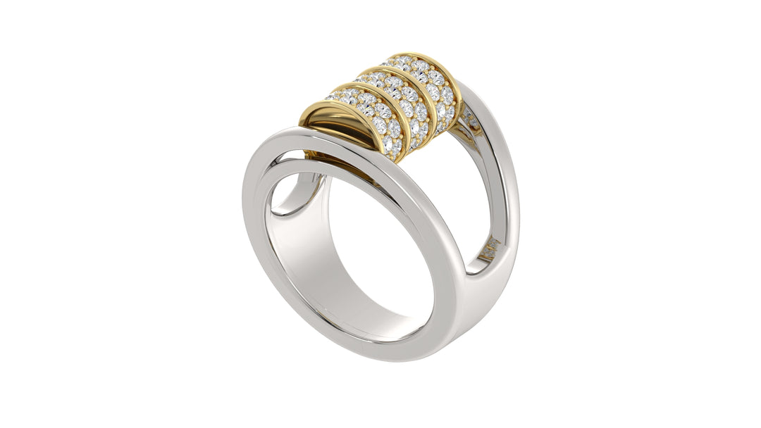 Two Tone Diamond Barrel Ring