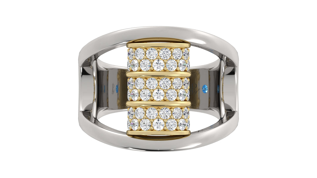 Two Tone Diamond Barrel Ring