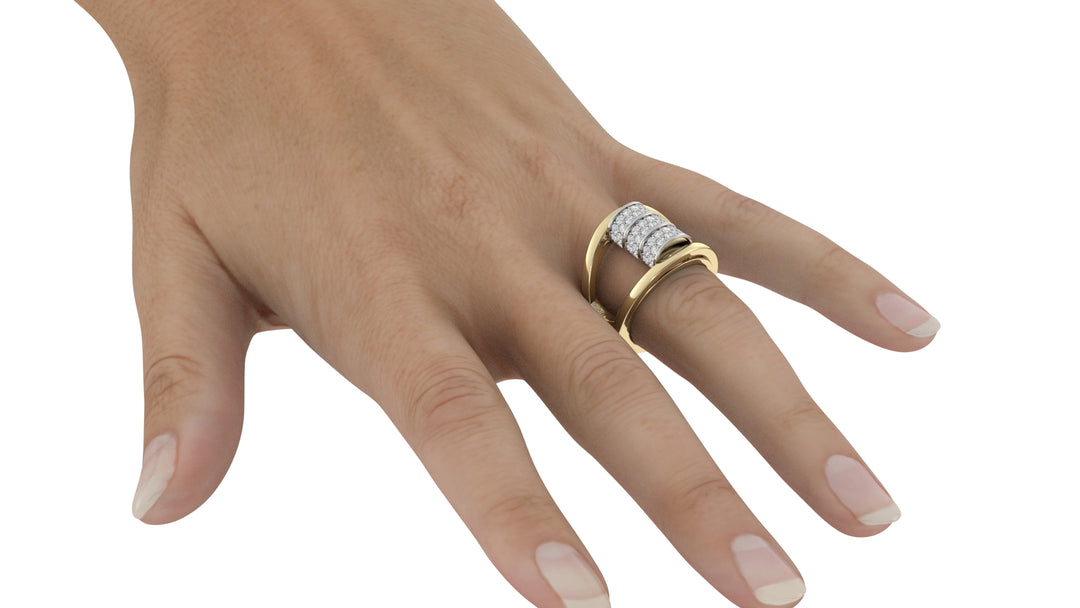 Two Tone Diamond Barrel Ring