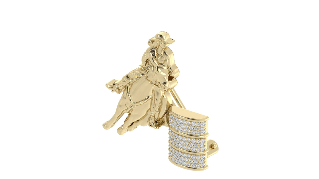 Elegant Barrel Rider White Diamond Hat Pin
