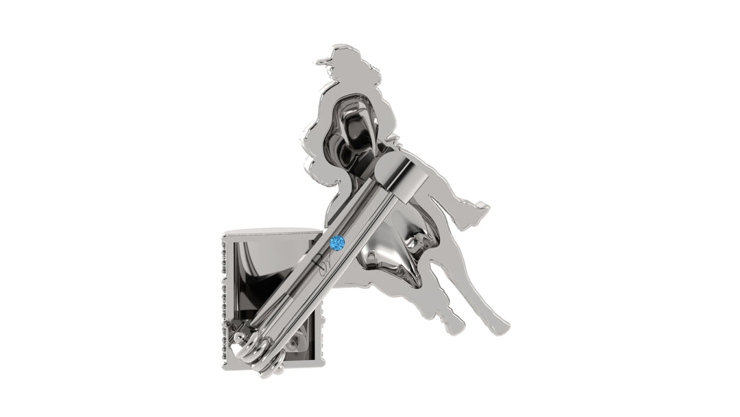 Elegant Barrel Rider White Diamond Hat Pin