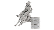 Elegant Barrel Rider White Diamond Hat Pin