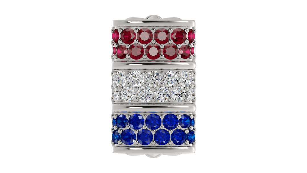 Elegant Barrel Hatband Keeper – Ruby, Diamond & Sapphire