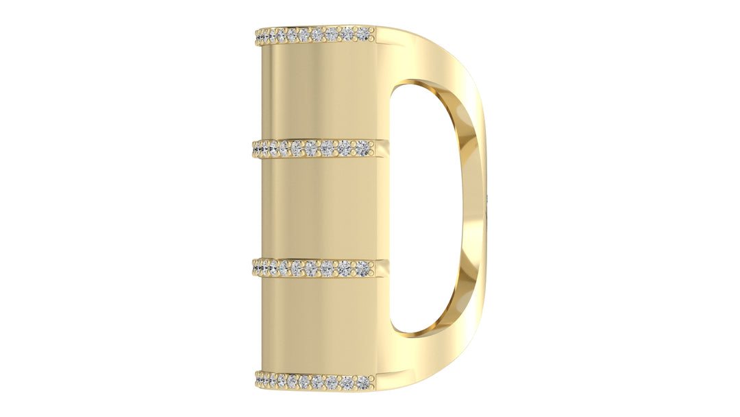 Yellow Scarf Ring with Rib and Rim Diamond