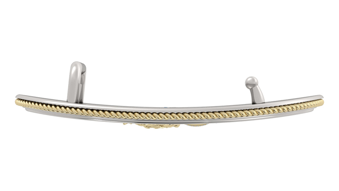 Oval Belt Buckle – Silver & 14K Yellow Gold with Diamond Pave Barrel Rims