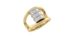 Load image into Gallery viewer, Two Tone Barrel Ring with Diamonds on Ribs and Rim