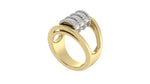 Load image into Gallery viewer, Two Tone Barrel Ring with Diamonds on Ribs and Rim