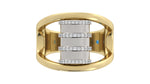 Load image into Gallery viewer, Two Tone Barrel Ring with Diamonds on Ribs and Rim