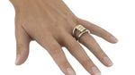 Load image into Gallery viewer, Two Tone Barrel Ring with Diamonds on Ribs and Rim