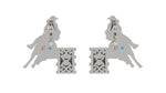 Load image into Gallery viewer, Barrel Racer Diamond Accent Stud Earrings - White Metal
