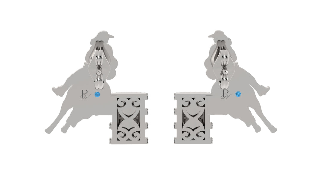 Barrel Racer Diamond Accent Stud Earrings - White Metal