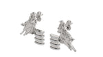 Load image into Gallery viewer, Barrel Racer Diamond Accent Stud Earrings - White Metal
