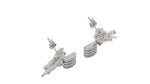 Load image into Gallery viewer, Barrel Racer Diamond Accent Stud Earrings - White Metal
