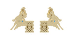 Load image into Gallery viewer, Barrel Racer Diamond Accent Stud Earrings - Yellow Metal
