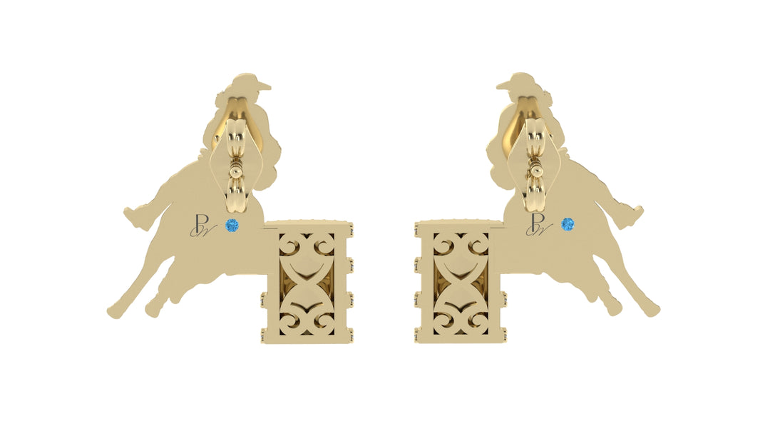 Barrel Racer Diamond Accent Stud Earrings - Yellow Metal