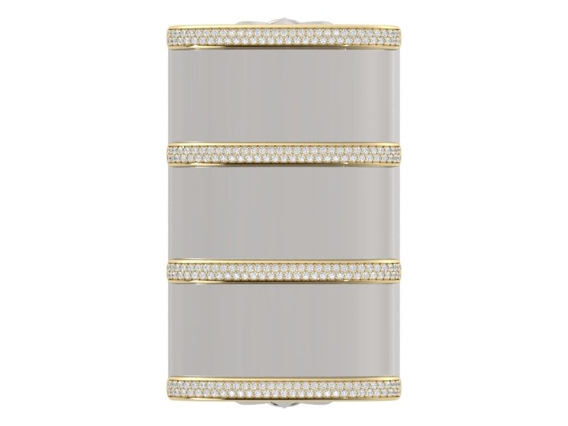 Silver and Gold Barrel Motif Belt Keeper with Diamonds